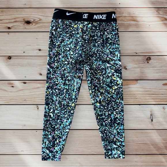 Girls 5 Nike Kids Multicolor Leggings pants Dri Fit - Picture 2 of 7